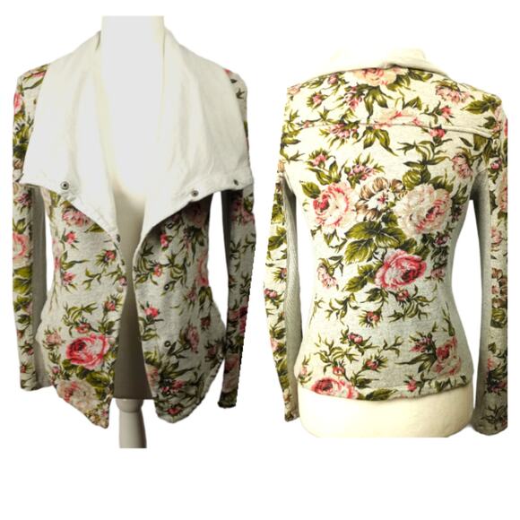 PHILOSOPHY~Floral Jersey Knit Cowl or Open Neck Jacket ~ S - Picture 1 of 9